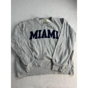 Miami Sweatshirt Mens XL Gray New York Popular Crewneck Pullover Fleece College